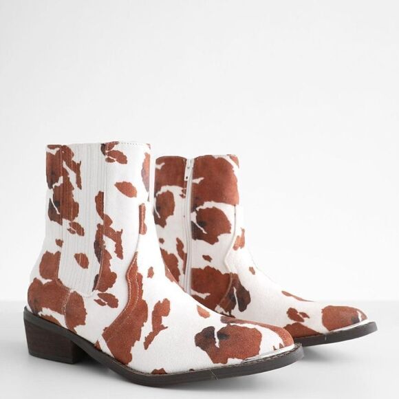 ARIDER Western Cow Print Ankle Booties - Picture 4 of 9